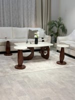 طقم طاولات فاخرة بسطح بديل رخام – تصميم أنيق مع 6...