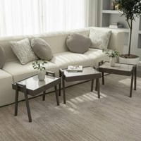 طقم طاولة تركي خشب رمادي 3 قطع - بتصميم فاخر وأنيق...