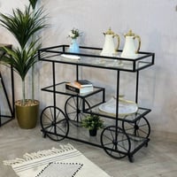 عربية تقديم أسود مدرج زجاج شفاف (GM)