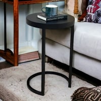 طاولة خدمة عصرية شكل دائري تدخل في الكنب لون أسود