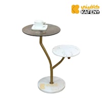 طاولة تقديم مزدوجة زجاج بني (nr)