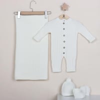 ميني جنتل طقم أفرول مواليد تريكو للأولاد من 0-3 أش...