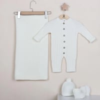 ميني جنتل طقم أفرول مواليد تريكو للأولاد من 0-3 أش...