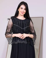 فستان سهرة كريستال فخم بلون موف وأسود