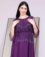 فستان سهرة كريستال فخم بلون موف وأسود