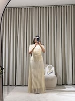 فستان شامبان فاخر بتطريز زهور ثلاثي الأبعاد وتنورة...