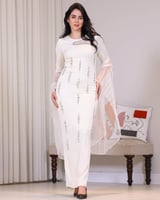 فستان تطريز فخم بأكمام شفافة 3 ألوان | سيدتي