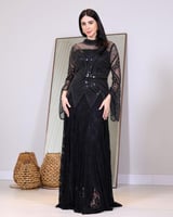 فستان سهرة دانتيل بكريستال أنيق - لونين