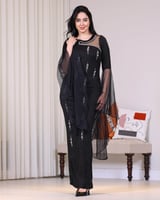 فستان تطريز فخم بأكمام شفافة 3 ألوان | سيدتي