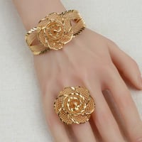 أسوارة وخاتم بديل الذهب وردة الحب