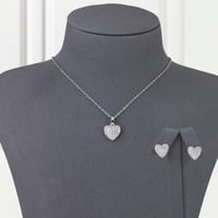 طقم بديل الذهب قلب الزركون فضي