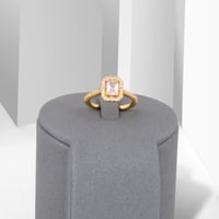 خاتم بديل الذهب مستطيل بحجر بزركون