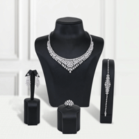 طقم قطرات الألماس زركون فضي