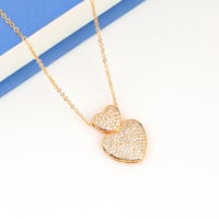 طقم قلوب الزركون الذهبي بديل الذهب