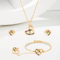 طقم اطفال بديل الذهب المرصع بالأحجار الملونة