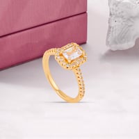 خاتم بديل الذهب مستطيل بحجر بزركون