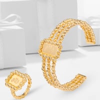 أسوارة وخاتم بديل الذهب سبايك مربع