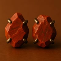 حلق فضة - عقيق أحمر