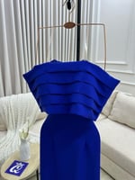 فستان بيلسان ازرق _ ابيض