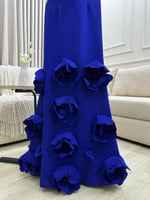 فستان بيلسان ازرق _ ابيض