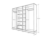 خزانة ملابس فاخرة | 350 سم × 220 سم | 7 أبواب مفصل...