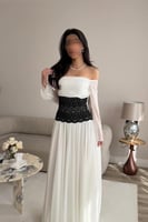 فستان سهره انيق بأكمام شفافه