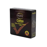 انجوي واقي ذكري منقط ومضلع ومؤخر بنكهة القهوة - 3...