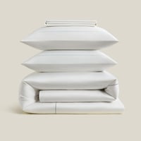 هيلتون طقم مفروشات أبيض سادة 100% قطن 600 غرزة