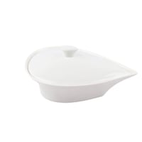 صحن سيراميك بغطاء بتصميم ورقة شجر