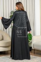 عباية فرنسية دبل كلوش دانتيل مع شك يدوي وقماش فكرو...