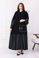 عباية بتخريم على شكل ورود محدد بالكريستال