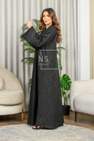 عباية تخريم محدد بالكريستال والهاري مع التل الشفاف