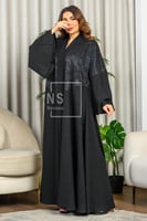 عباية فرنسية دبل كلوش دانتيل مع شك يدوي وقماش فكرو...