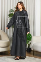 عباية تفتة فاخرة بتدخيلة مشجّر وشك يدوي ناعم