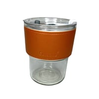 زجاج ابيض مع مسكة بني