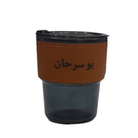 زجاج أسود مع مسكة بني