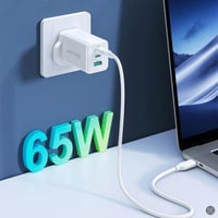 شاحن جداري راف باور بايونير 65 واط منفذين USB-C وم...