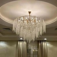 نجف عناقيد دائري ذهبي كرستال شفاف قطر 80 سم