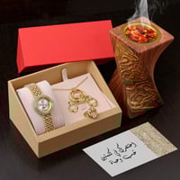 طقم هدايا نسائي ساعه مع اكسسوارات