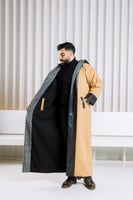 فروات دبل فيس شتوي رجالي لون بيج مع اسود