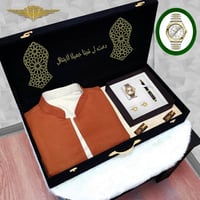 بوكس هدايا للشباب سديري جوخ دبل فيس مع طقم ساعه