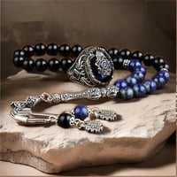 طقم راقي بسبحة وخاتم من أحجار الزركون و اللازورد و...