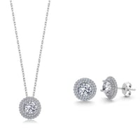 طقم فضة نسائي بتصميم راقي ومميز بأحجار سوارفيسكي د...