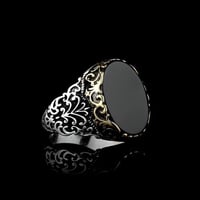 خاتم مميز بنقش إسلامي أنيق من الفضة الخالصة مرصعة...