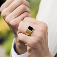 خاتم أنيق من الفضة الإسترلينية الخالصة مرصع بحجر أ...