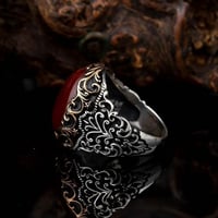 خاتم بحجر عقيق راقي من الفضة الإسترلينية الخالصة م...