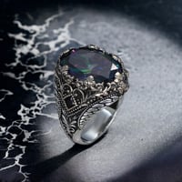 خاتم راقي بحجر الكسندرايت مميز - من الفضة الخالصة...