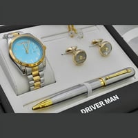 طقم رجالي بتصميم راقي يضم ساعة بلمسات كلاسيكية مع...