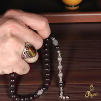 طقم راقي بخاتم و سبحة من أحجار العقيق والجرانيت ال...