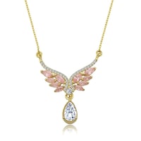 قلادة فضة راقية مطلية ذهب ومرصعة بأحجار سوارفسكي و...